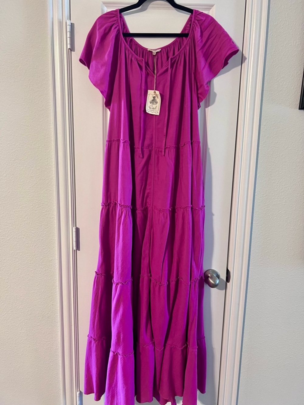 easel Fuchsia Tiered Maxi Dress